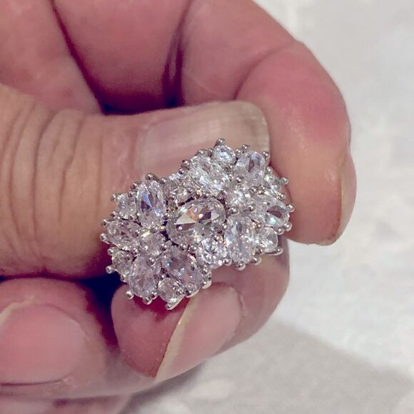 Cubic Zirconia Cocktail Ring 925 Sterling Silver Band Sz 6 NWOT Gorgeo… - Picture 2 of 5